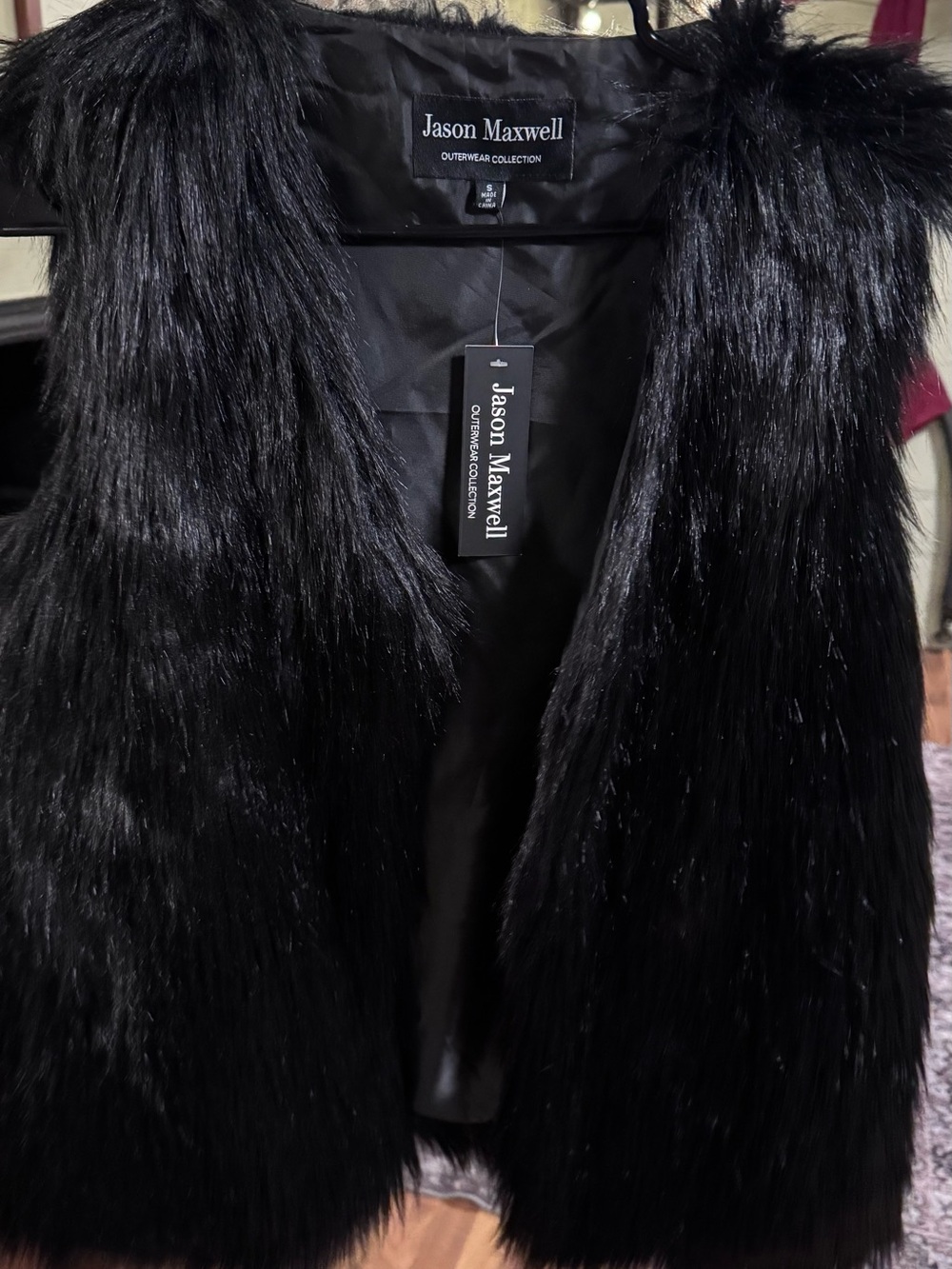 jason maxwell Black Faux Fur Vest - Sleeveless Fashion Vest